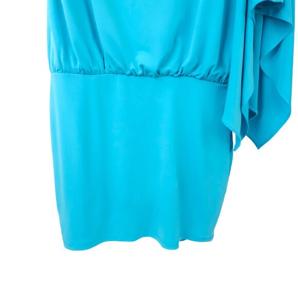 Max And Cleo One Shoulder Flowy Sleeve Dress Womens Size 4 Above Knee Stretchy - Picture 16 of 16